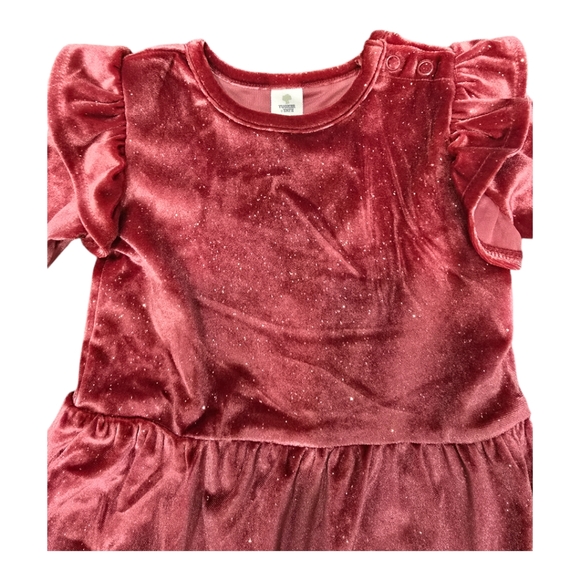 Tucker + Tate glitter velvet romper in red sun, size 18 months - Picture 2 of 2